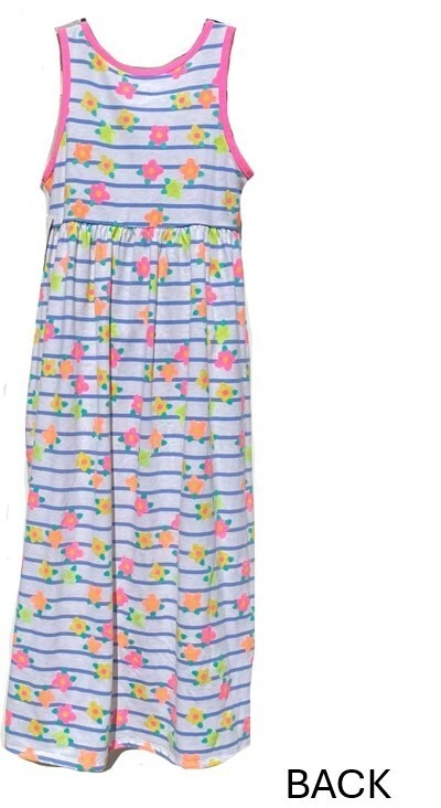 Maxi Vestido Jumping Beans Tulipán Rayas Florales Playa Sol Talla 7 Foto 2 de 4