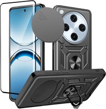 For Oppo Find X8 Pro Case, Shockproof Ring Phone Cover + Glass Screen Protector