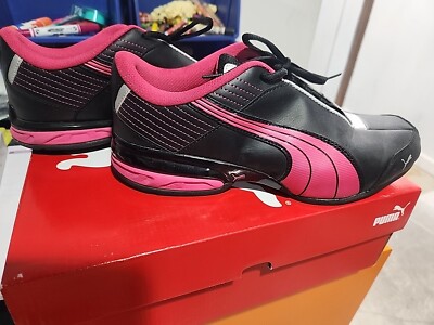 Womens Black And Pink Puma Super Elevate Sneakers Size 10