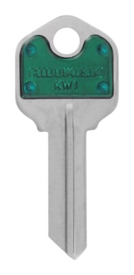 Hillman 86229 Green KW-1 Universal Single Sided Blank Key (Pack of 5)