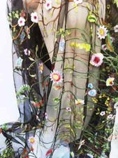 51'' Wide By Yard Floral Embroidery Lace Material Fabric Mesh Tulle Wedding Lace