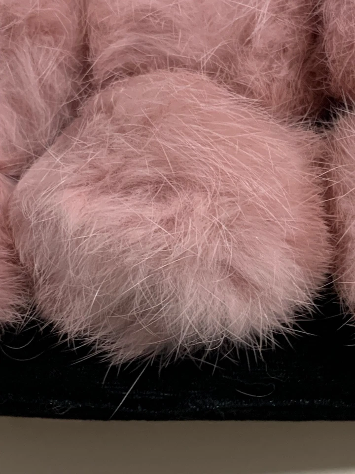 BOLSO BOSOM BUDDY S Piel Rosa Pom Pom BOLSO MONEDERO DE MANO Doble Asa Perla y Lazo Foto 4 de 4