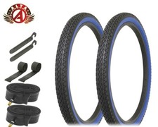 ALTA BICYCLE WIRE BEAD TIRE 24 x 2.125 BLACK/BLUE HEAVY DUTY DIAMOND 8pc SET.