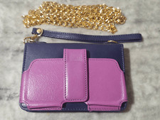 EUC Case Mate Blue Purple Genuine Leather Gold Chain Crossbody Phone Case Wallet