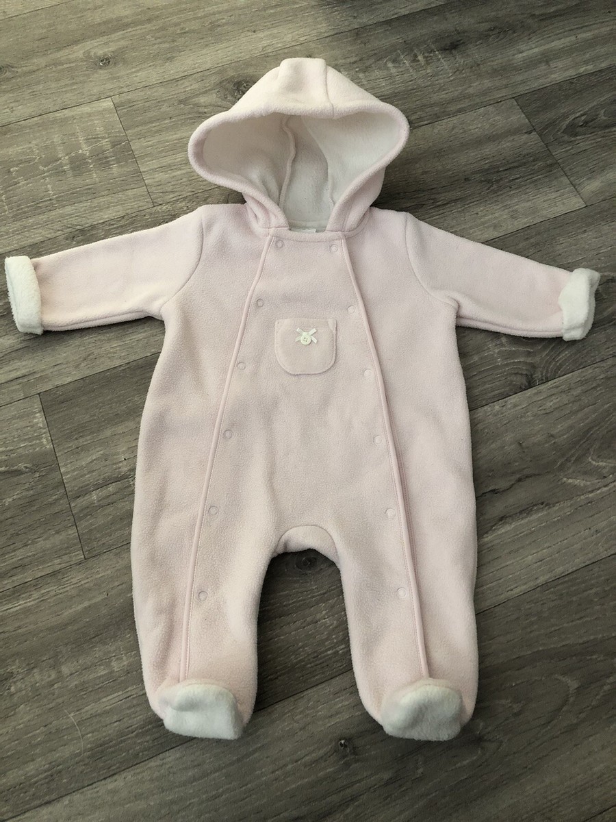 Junior J Jasper Conran Pink Fleece Baby Snowsuit All in one 0-3