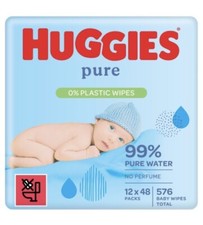 Huggies Pure 0% Plastic Baby Wipes 12 Pack