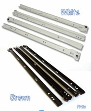 Metal Roller Bottom Fix Drawer Runners All Sizes 250mm-600mm White Brown
