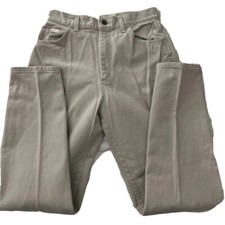 Vintage Lee High Wasted Beige Denim Pants Tapered Size 12 Long 27x31