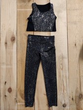 NIKE GIRLS KIDS SIZE LARGE BLACK LEGGINGS & VEST TOP SET ACTIVE GYM 146-156CMS