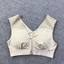 Tommie Copper Sports Bra Womens Medium Beige Shoulder Support Zip Activewear Gym