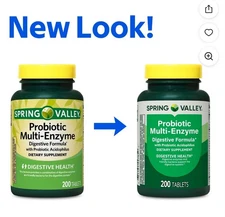 Spring Valley Probiotic Multi-Enzyme Digestive Formula Tablets -- 200 Count