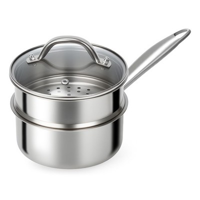 Stainless Steel Sauce Pan - Tri-Ply 1.5 Quarts Steamer for Cooking, Small Coo...