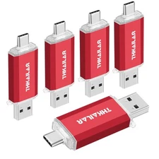Thkailar 5 Pack 32GB Fat32 USB C Flash Drive OTG High Speed for Store Data-US...