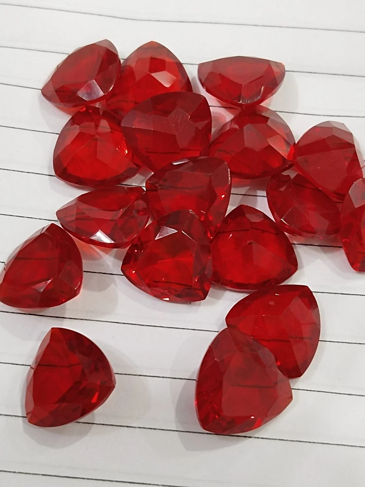 Red Ruby Trillion 12mm Loose Ruby Gemstone Lab Grown Ruby Treated & Heated Ruby - Image 4 of 4