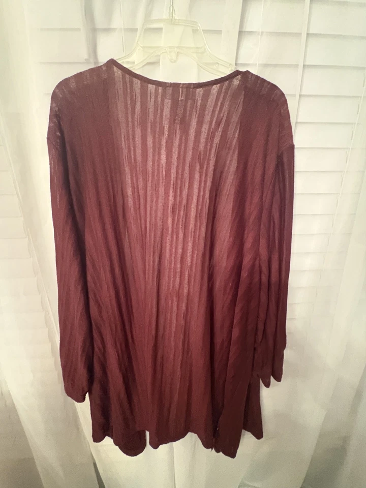 5 X-34/36 Вт CATHERINES БОРДОВЫЙ ПОЛУПРОЗРАЧНЫЙ ОТКРЫТЫЙ ДРАПИРОВКИ СПЕРЕДИ КАРДИГАН СВИТЕР - Изображение 2 из 3