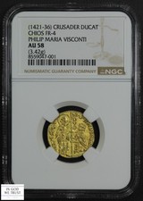 1421-36 Crusader GOLD Ducat Chios FR-4 Philip Maria Visconti NGC AU