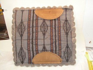 Vintage Saddle Pad Blanket Small Pony Southwestern 16 1/2" x 16" X 7/8" Leather