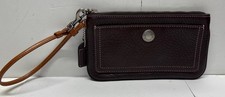 Y2k Vintage Coach Brown Pebbled Leather Wristlet  Hangtag Authentic 90's