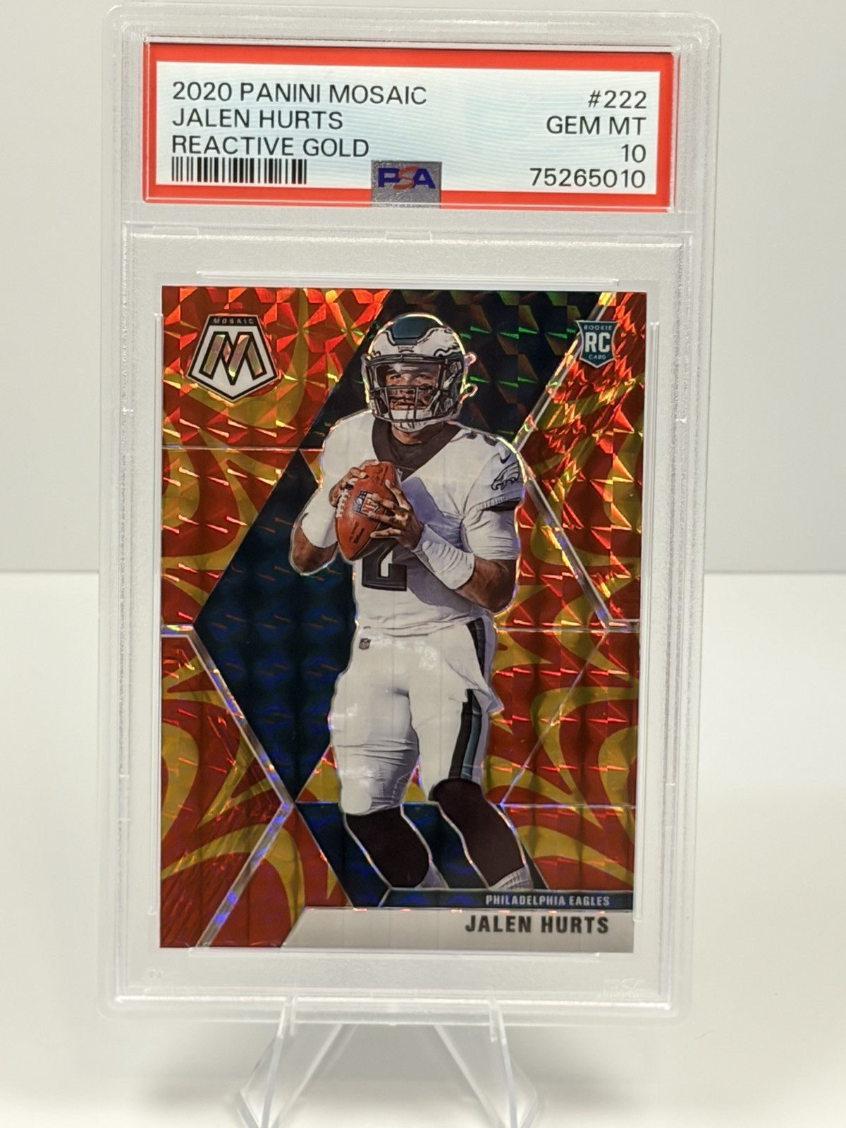 2020 Jalen Hurts Panini Mosaic Reactive Gold Rookie Card #RR-JAH PSA 10 🔥 view 1