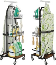 Ironing Board Holder Cart for Small  Narrow Laundry Rooms, Freestanding Iron 
