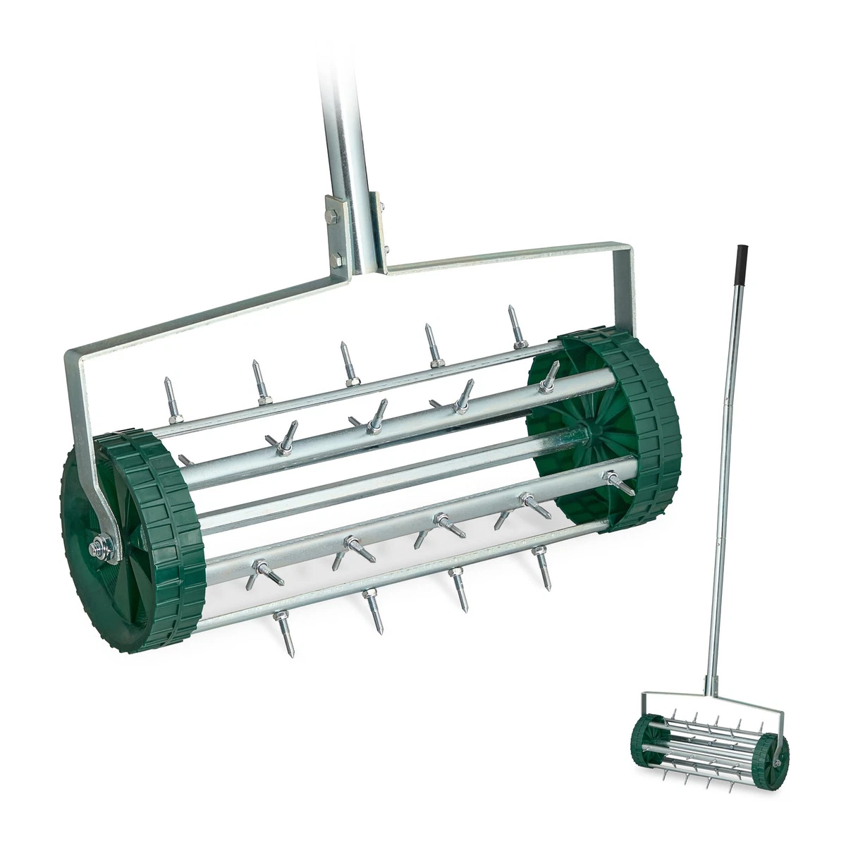 Aerificatore Manuale Rasenspecht Con Cucchiai Da 24 Mm E Vasca Di Raccolta – Per Terreno Argilloso, Manico Lungo, Colore Antracite