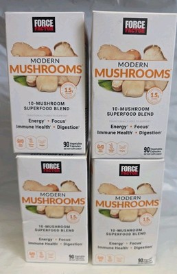 Lot of 4 - Force Factor Modern Mushrooms 10-Mushroom Superfood Blend 90 Capsules