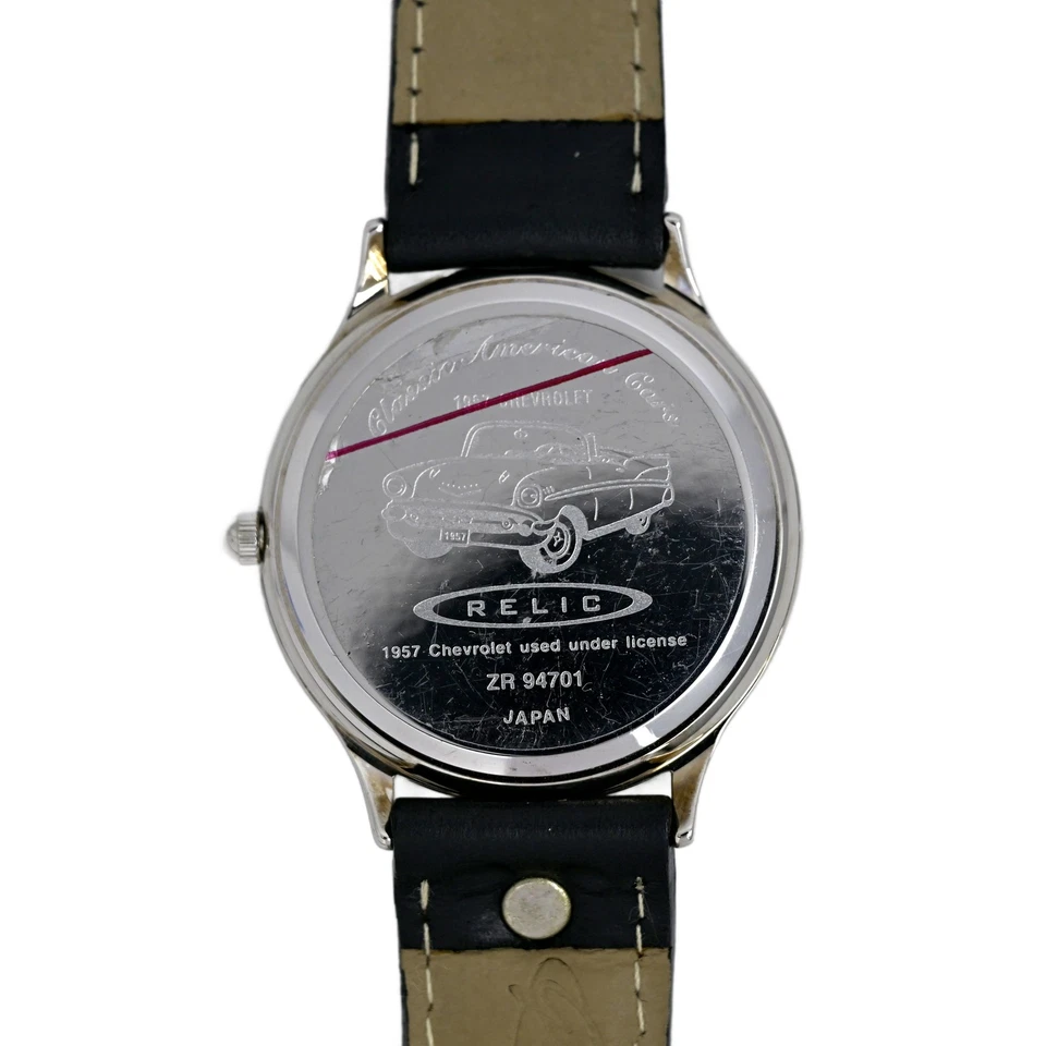 Reloj Coche Chevrolet Fossil Relic 1957 Edición Limitada Coleccionable Cuero Negro Foto 3 de 4