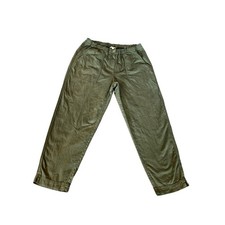 Eileen Fisher Olive Green Organic Cotton Tapered Pants Elastic Waist Women SP