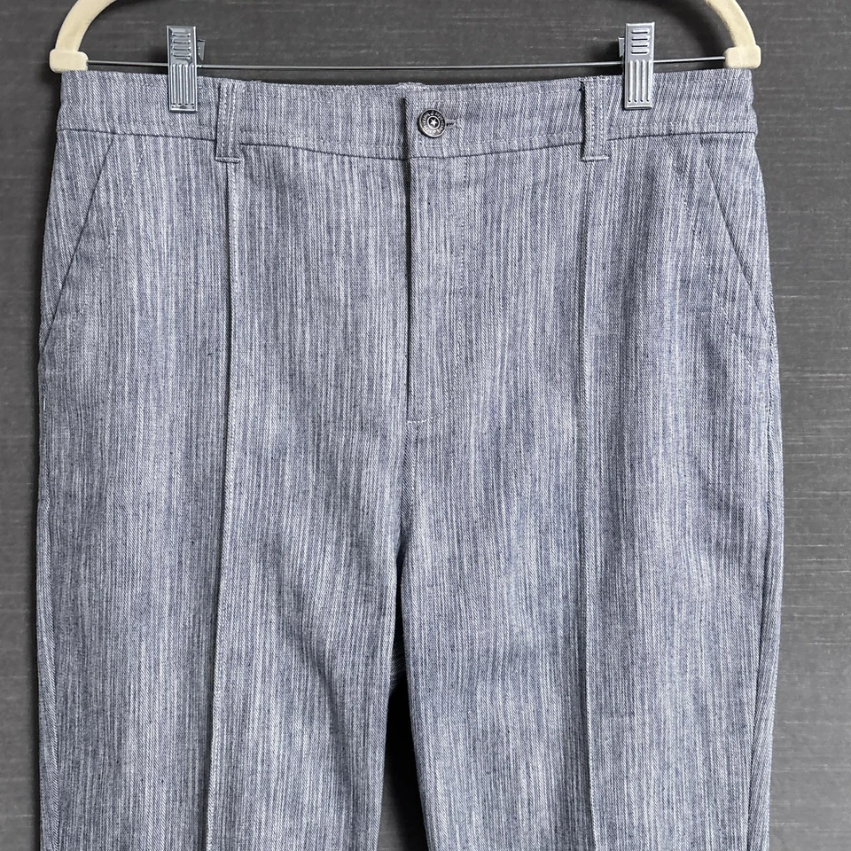 Cinq a Sept Tous Les Jours Pants Womens 12 Blue Flare Leg Wide Cuff Stretch - Image 4 of 4