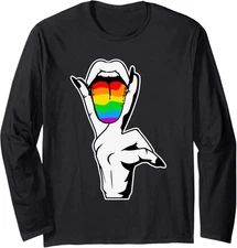 Funny Masc Lesbian Stuff Tongue Rainbow Gay Pride Long Sleeve Tshirt