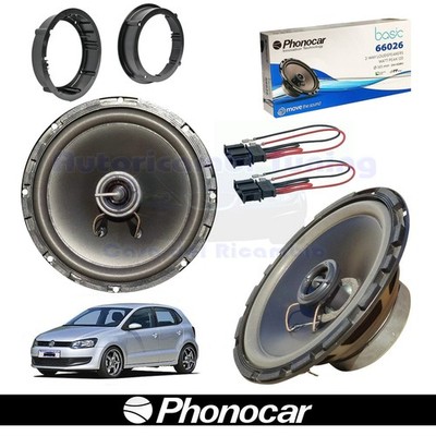 PHONOCAR 66026 2-Way Coaxial Front Rear Speakers 165mm 60W For VW POLO 6R
