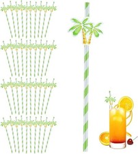 40 Disposable Straws with Coconut Tree Design for Weddings and Parties
