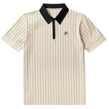 Fila Performance Iconic BB1 Tennis Polo Shirt Mens Angora Black Pinstripe Tennis