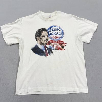 Vintage Tee-Jays Jesse Jackson Shirt Mens XL White 88 Campaign Graphic Tee