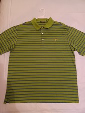 Amen Corner Mens XL Masters Logo 3 Button Pro Golf Polo Shirt Green Striped