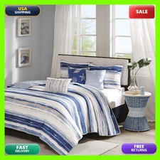 Madison Park Quilt Set Cottage Coastal Design 6 Piece Set - All Season Coverlet