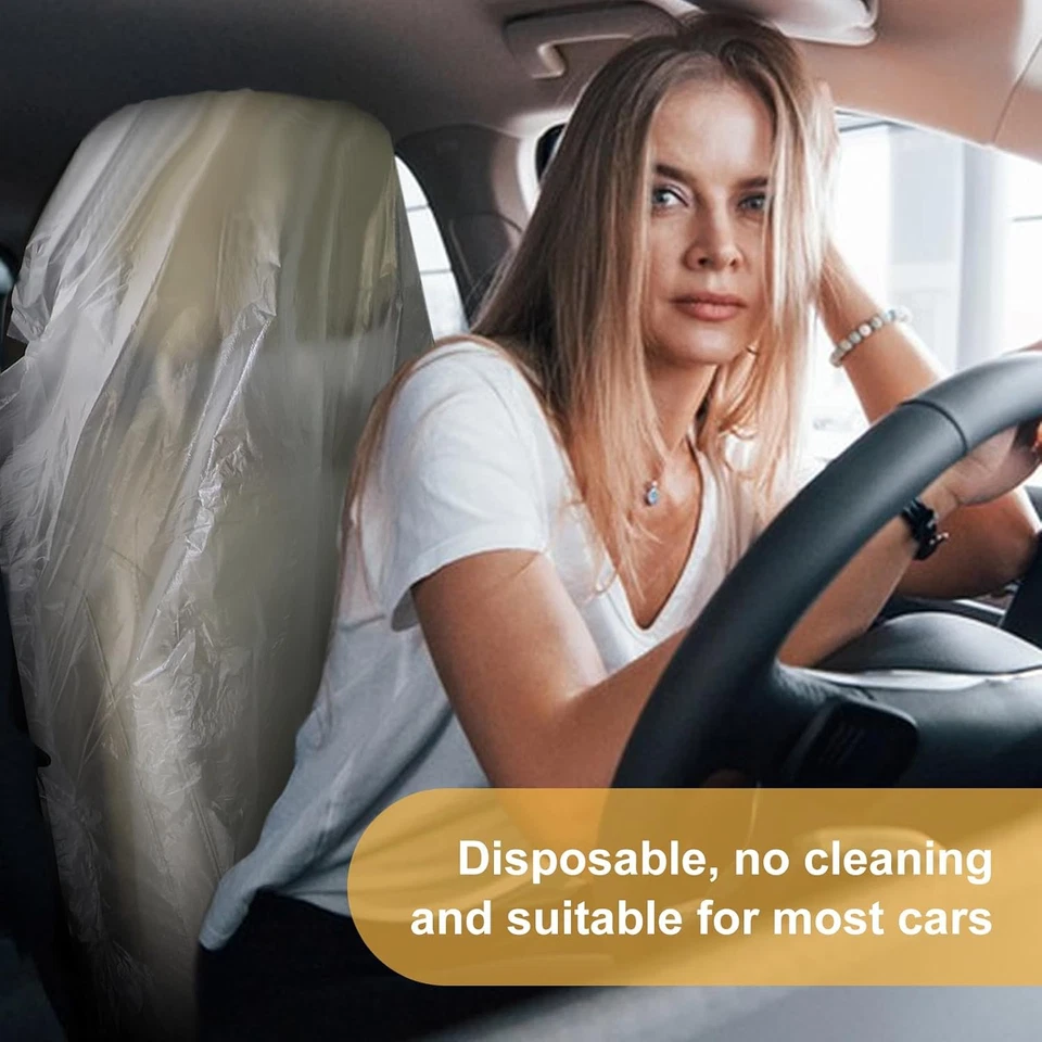 Set Di 100 Pezzi Coprisedili Auto in Plastica Trasparente Monouso, 140X80 Cm, Co - Immagine 3 di 4