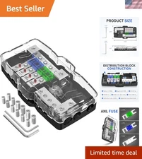 Transparent 4 Way Car Audio Fused Distribution Block - 80A Current Protection