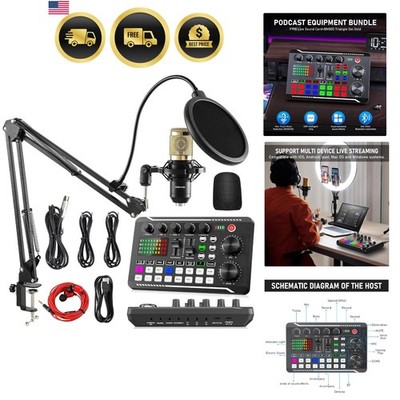 Podcast Equipment Bundle, F998 Live Sound Card with BM800 Recording Studio Mi...