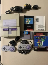 Super Nintendo SNES bundle Controllers Mario World Manual Cords Original Tested