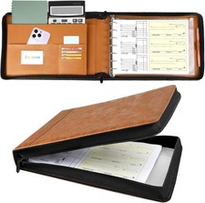 Business Checkbook Binder 7 Ring, PU Leather ...