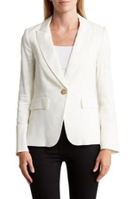 NWT Veronica Beard Cutaway Linen Blend Blazer Jacket White SZ 0 545