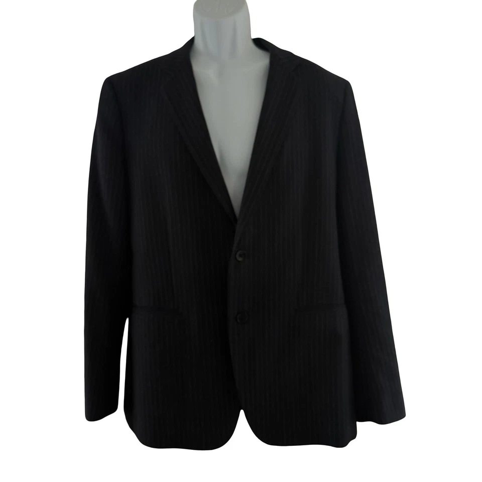 Theory Blazer Mens 42 Gray Pinstripe Two Button Wool Blend Suit Jacket - Image 2 of 4