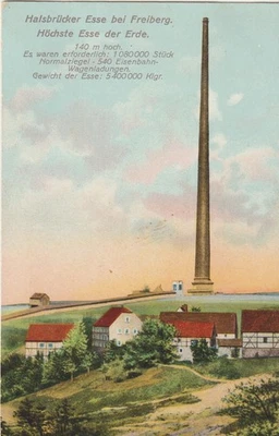 Sehr Schöne AK. Von Halsbrücker Esse bei Freiberg / Sachsen, Höchste Esse der Er - Bild 1 von 2