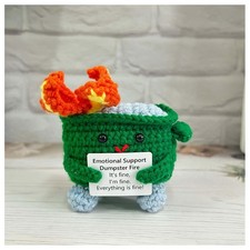 RovyFota Emotional Support Crochet Dumpster Fire with 3 inches, Green