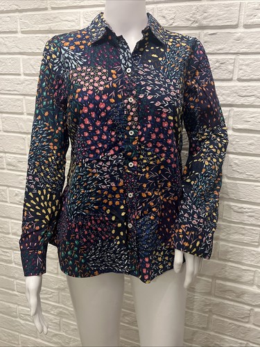 Chemisier Talbots Taille Petite 4P – Manches Courtes Imprimé Floral Noir Et Crème
