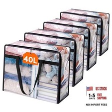 Clear Clothes Storage Bags,Plastic Foldable Blanket Storage Bag 45L 4