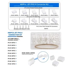 460Pcs Connector Kit JST PH/XH 2/3/4/5/6Pin Housing Connectors Accessories