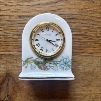Aynsley  Wild Tudor  Fine Bone China Arch Miniature Clock, Working & new battery