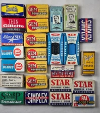 Vintage Shaving Safety Razor Blade Lot Star Gem Gillette Simplex Perfect Smith +